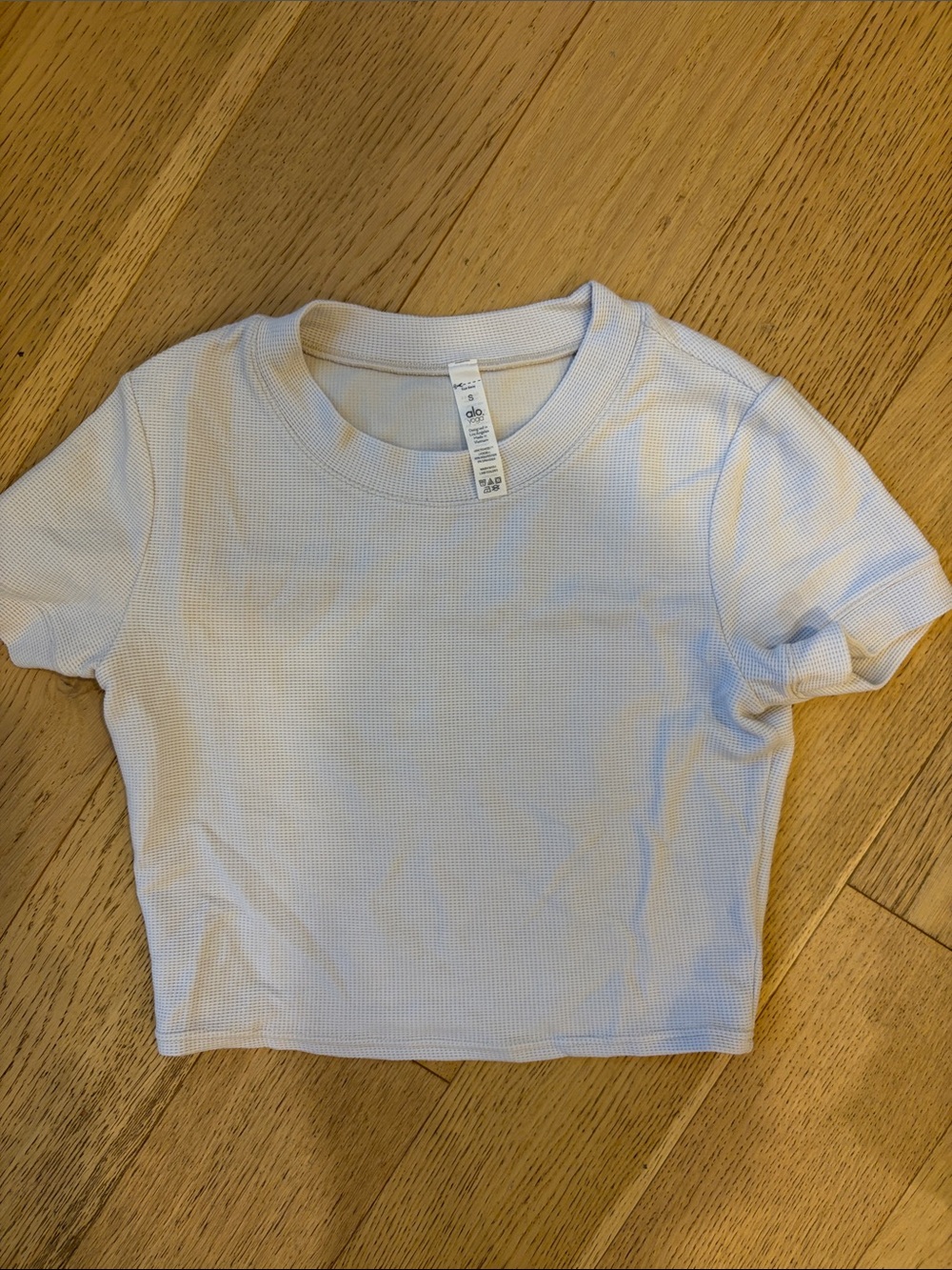 All cropped cream/taupe Waffle Knit Tee